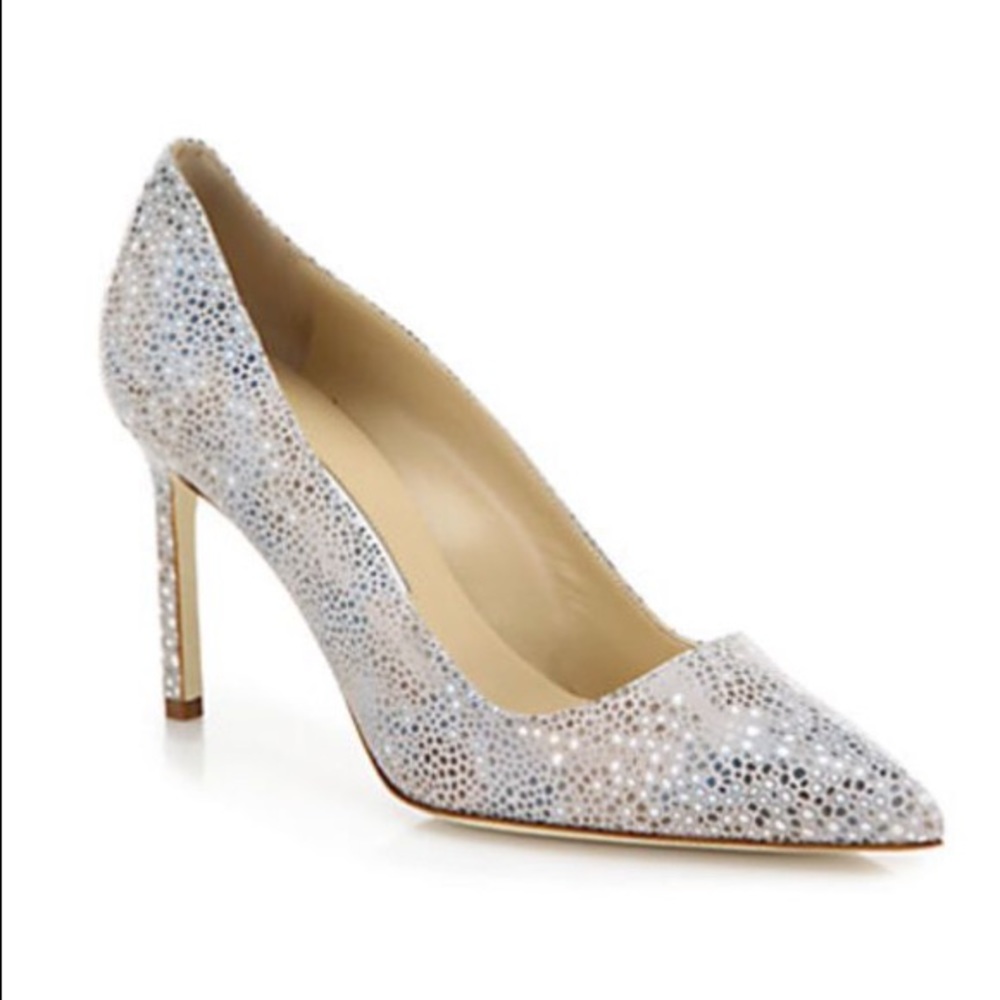 NIB Manolo Blahnik BB 90 Metallic Speck heels Size 37